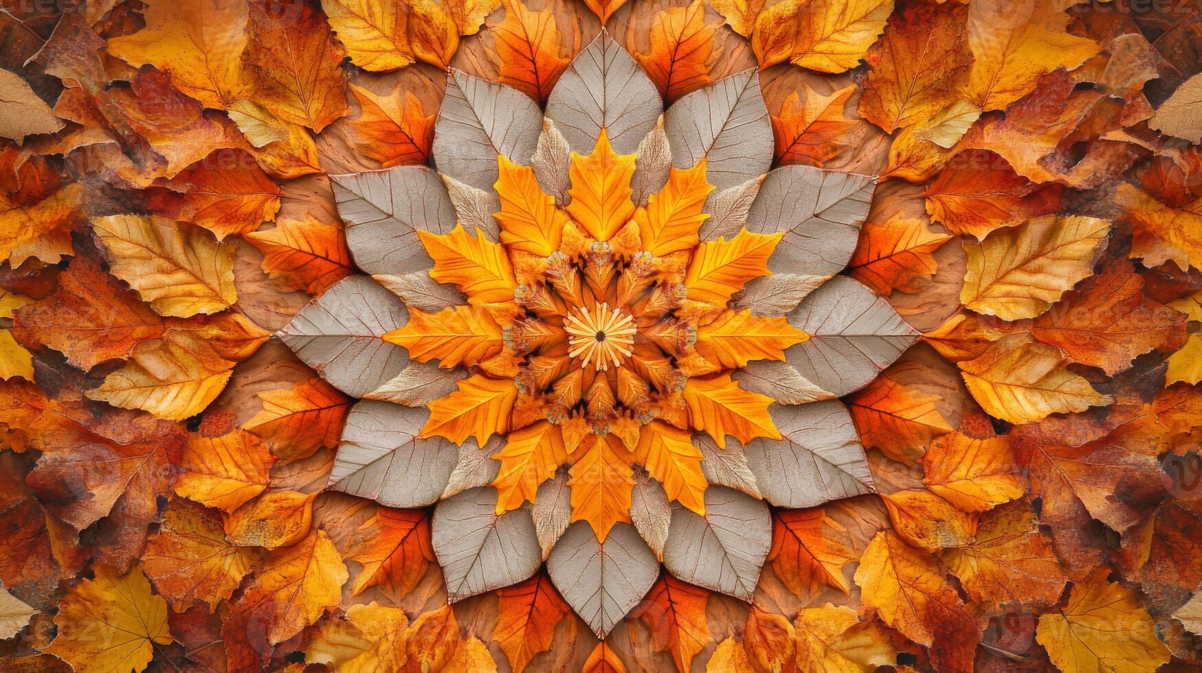 Autumn Leaves Arranged in a Circular Pattern photo