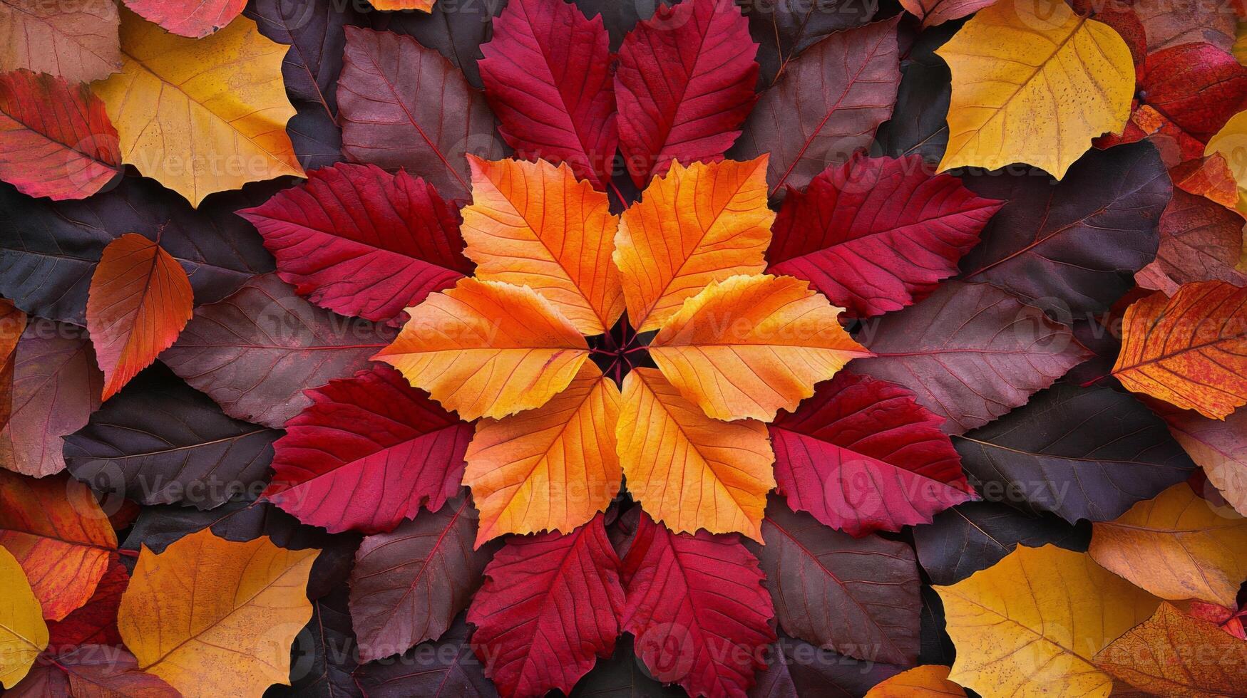 Autumn Leaves in a Circular Pattern photo
