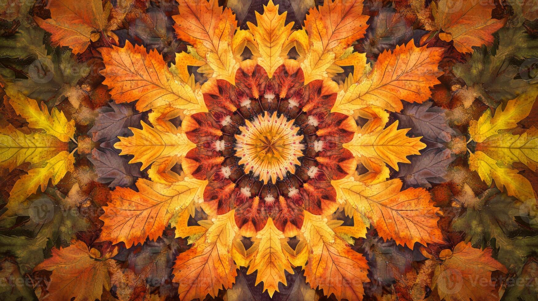 Autumn Leaves Kaleidoscope Pattern photo
