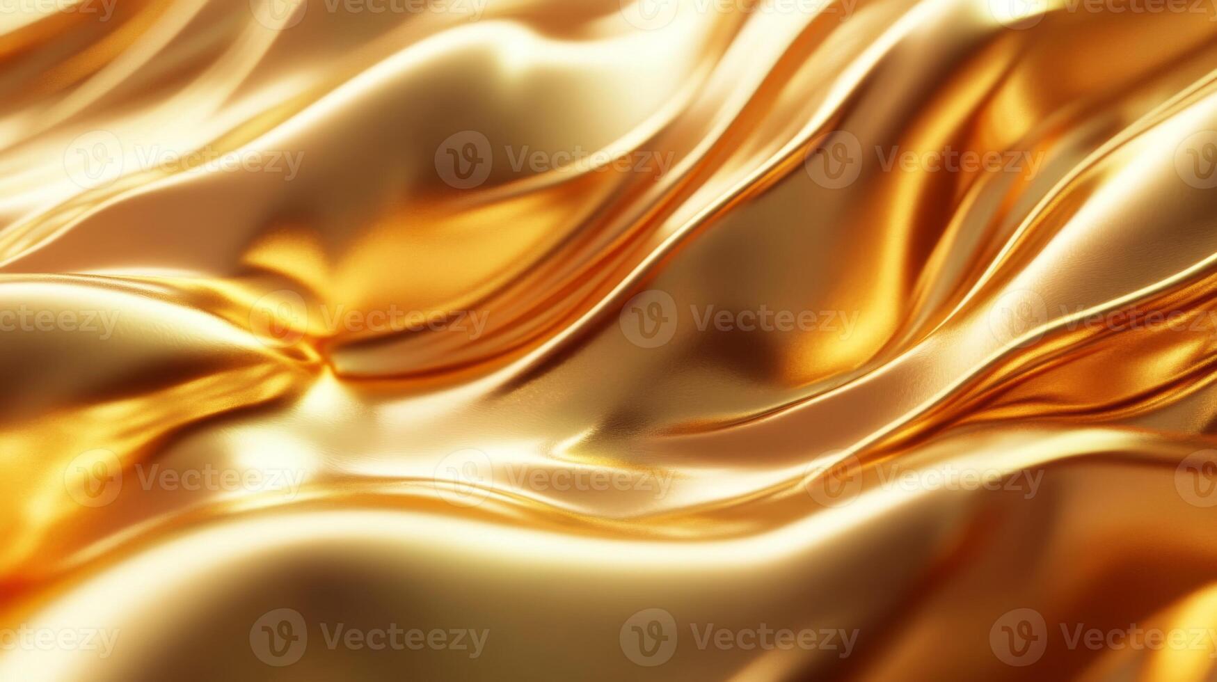Abstract Close-Up of Smooth, Wavy Golden Fabric photo