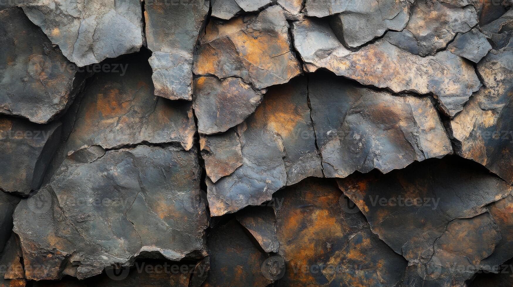 Close-up Texture of Cracked and Weathered Rock Surface photo