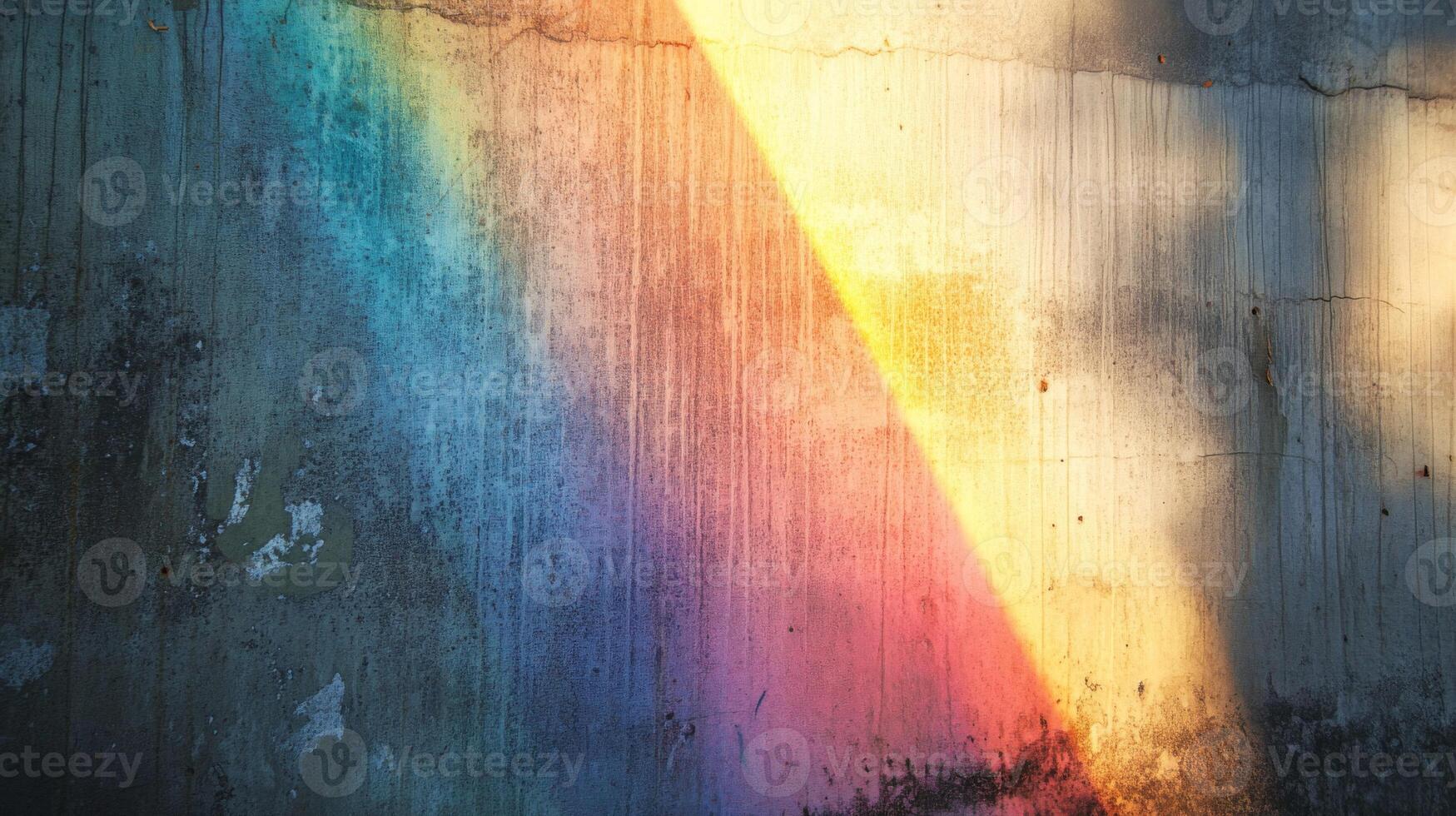 Rainbow Light Cast on a Weathered Concrete Wall photo