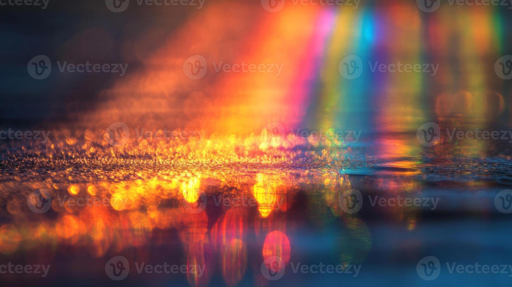 Abstract Reflections of a Rainbow in Water photo