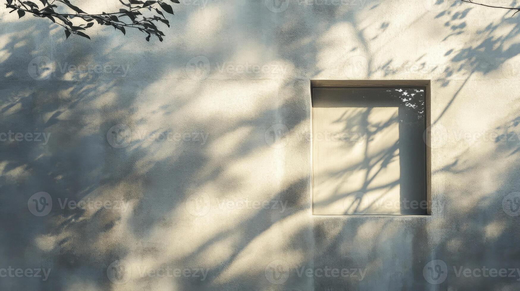 A Window with Branch Shadows on a Gray Wall photo