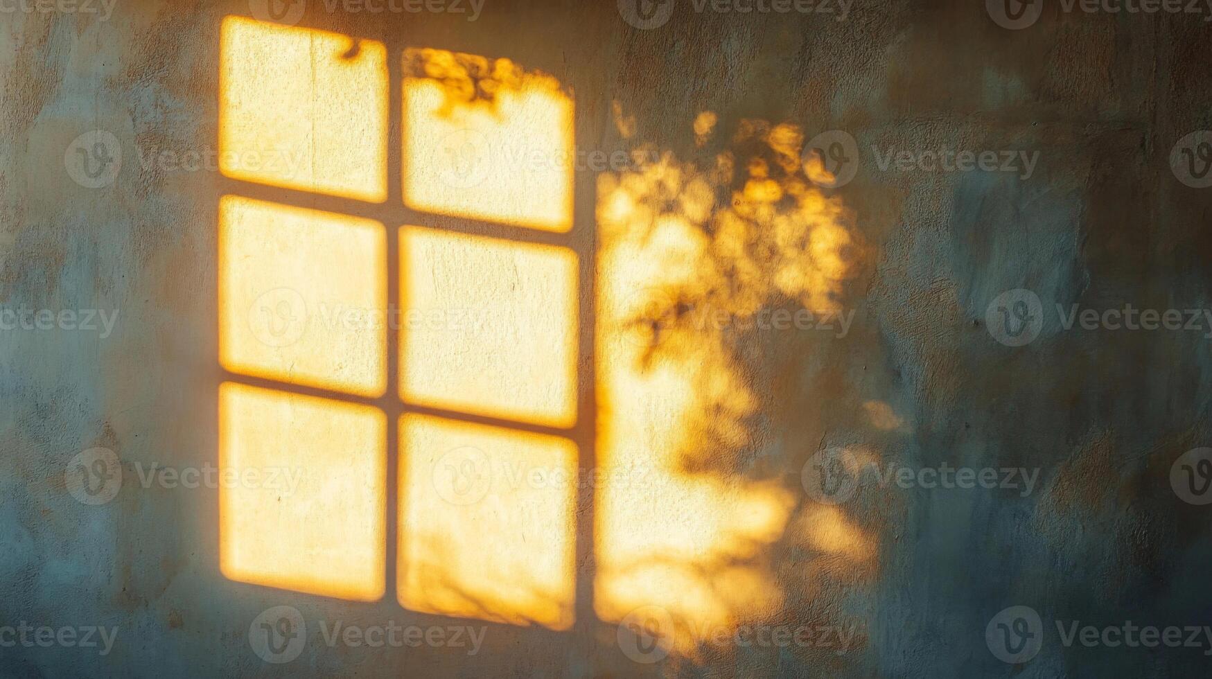 Sunlit Window Shadow on a Textured Wall photo