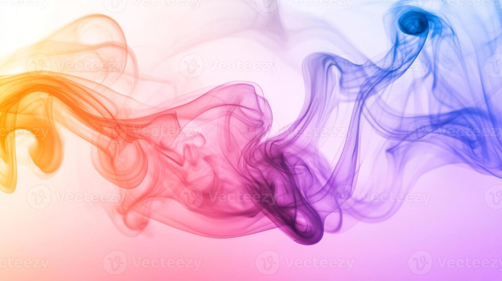 Abstract colorful smoke swirls on a white background photo