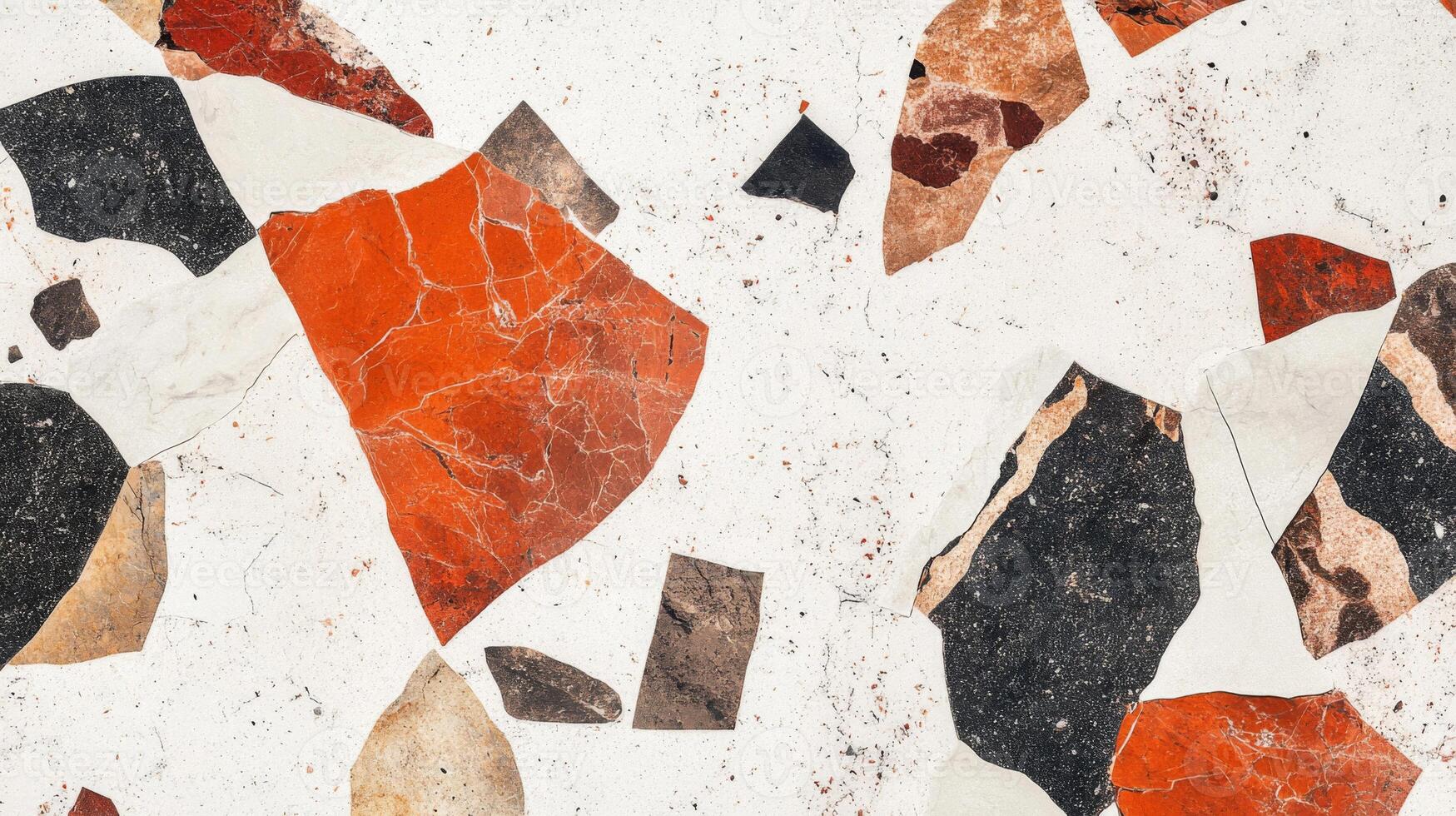 Abstract Pattern of Red, Black, and White Stone Fragments photo