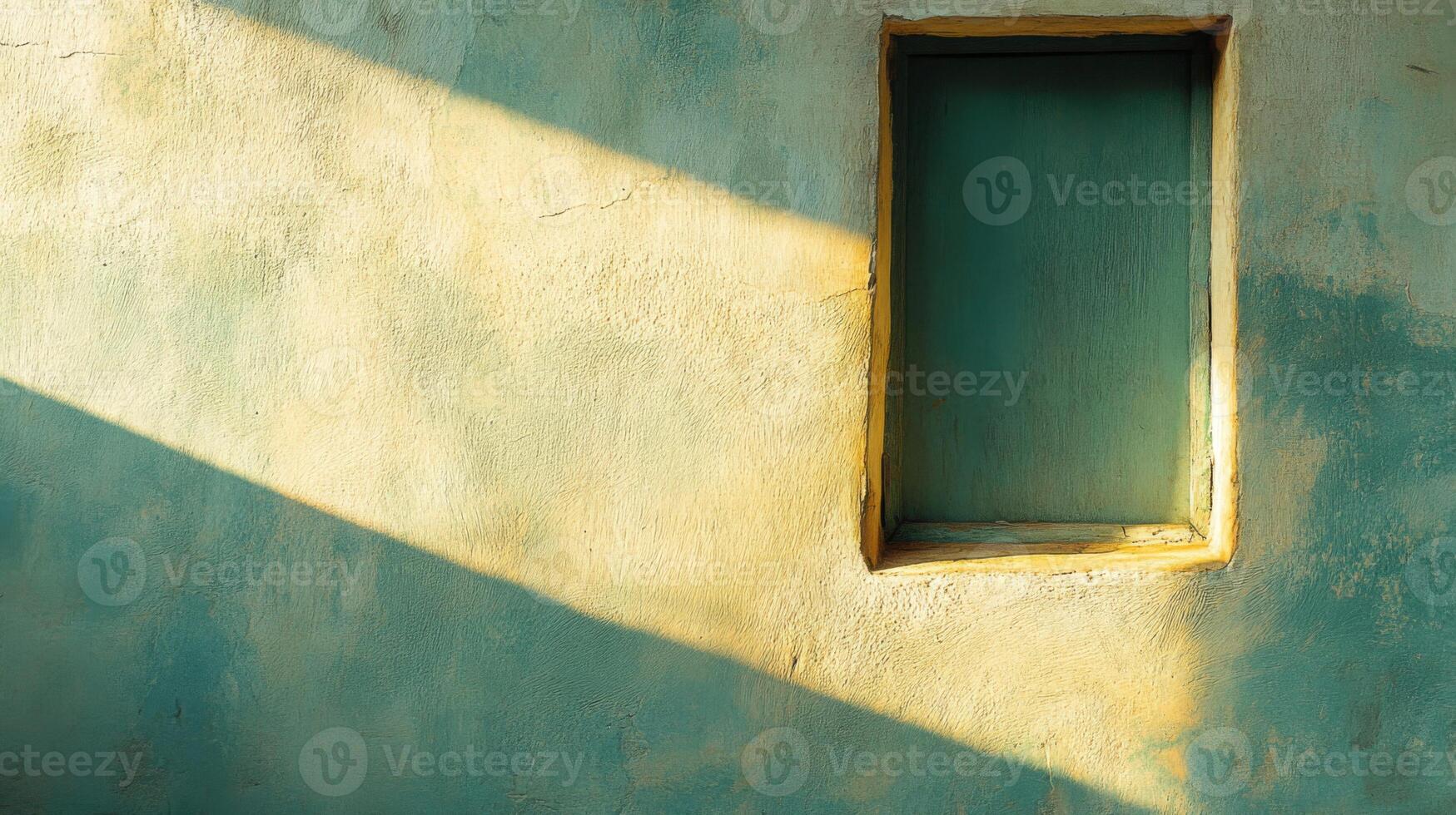 A Recessed Window on a Textured Wall with Sunbeams photo