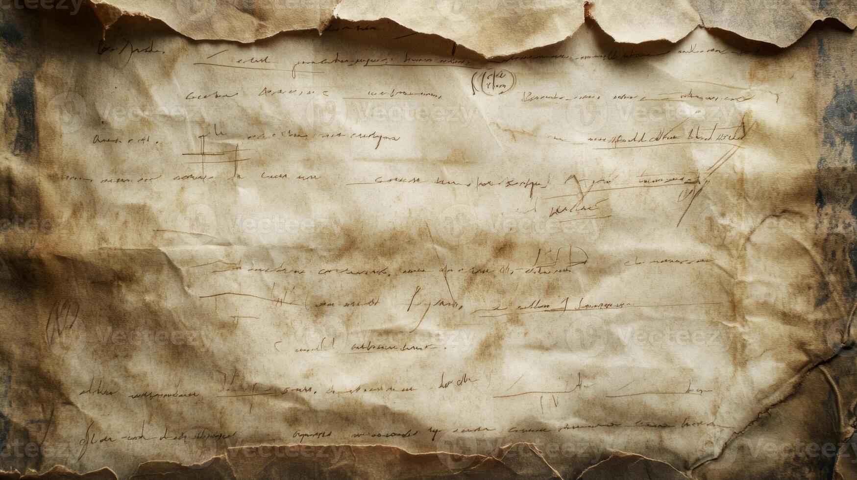 A Close-Up of Aged and Wrinkled Paper with Handwritten Notes photo