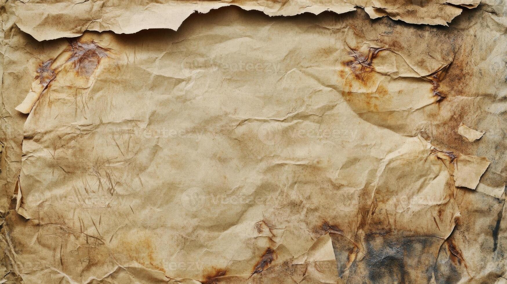 Crinkled and Stained Paper Texture photo