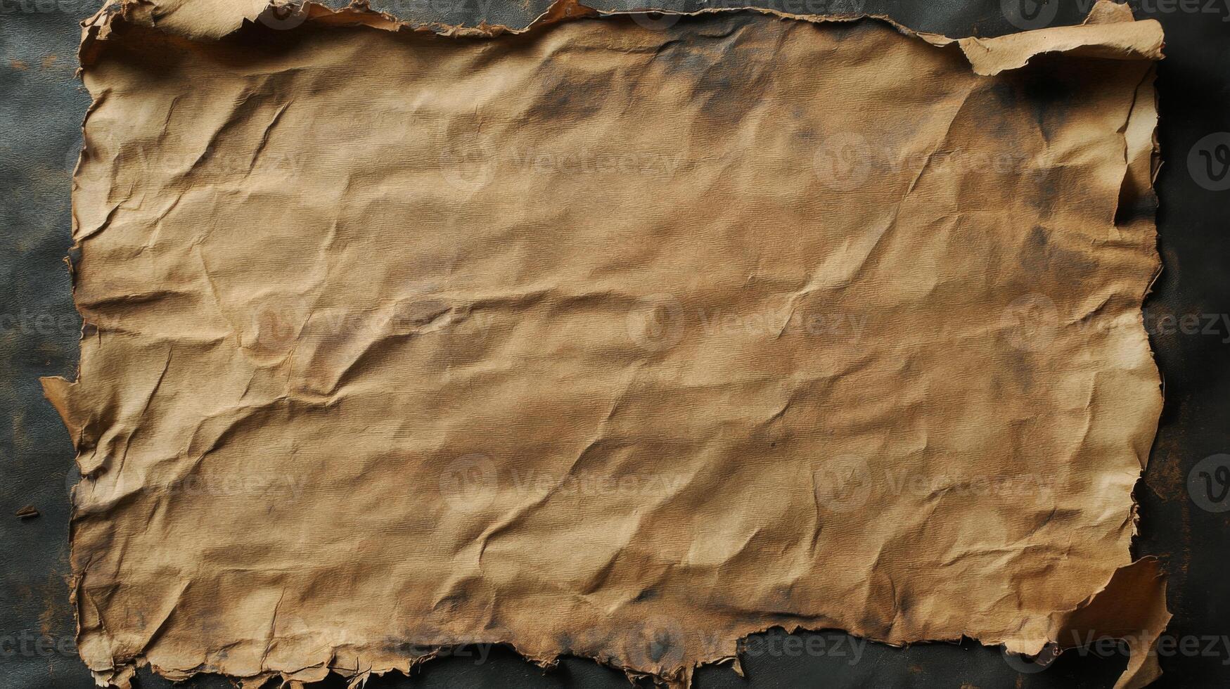 Aged, Wrinkled, Brown Paper Texture with Burn Marks photo