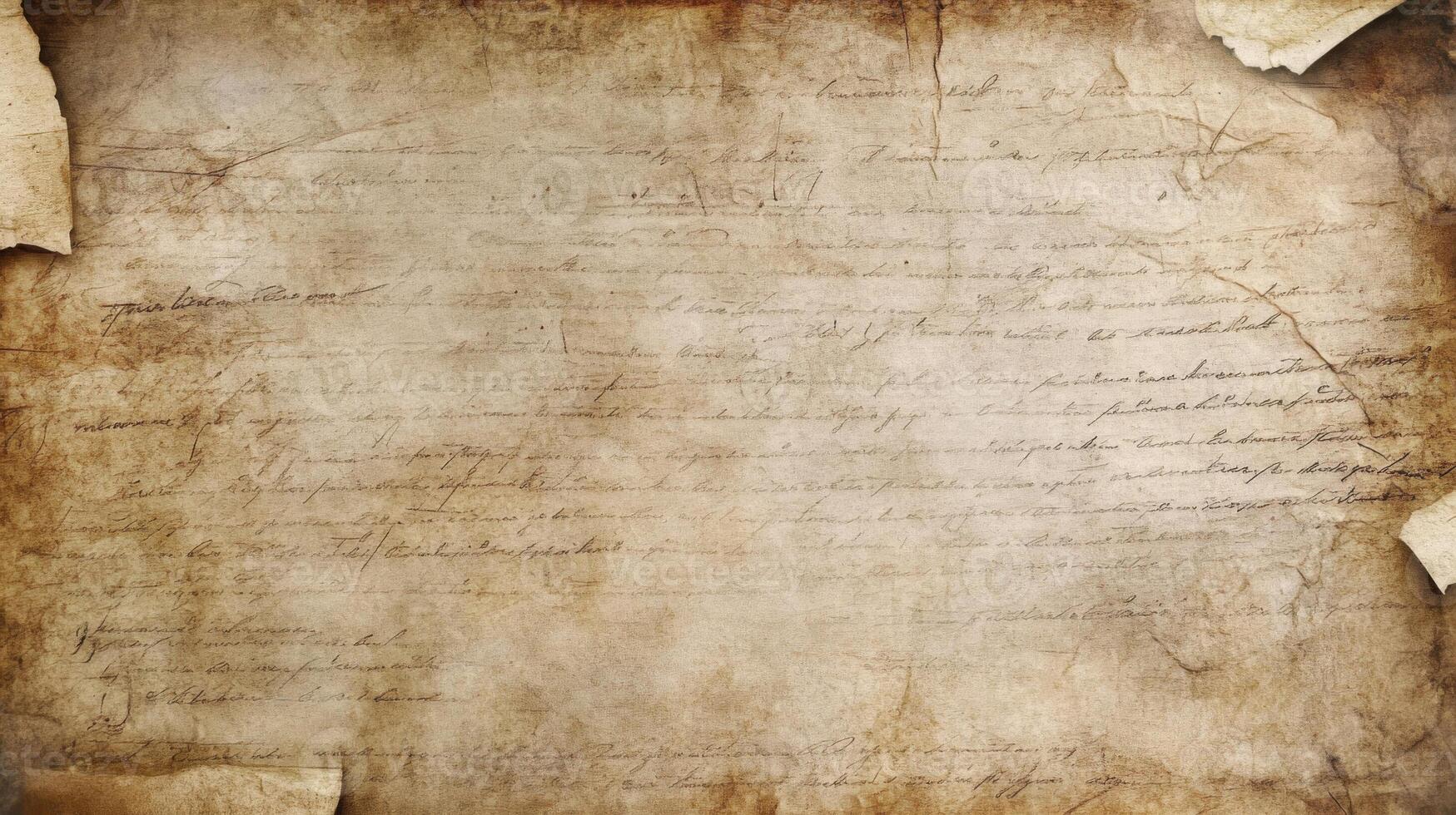 An Old, Torn, and Faded Sheet of Paper Covered with Handwritten Script photo