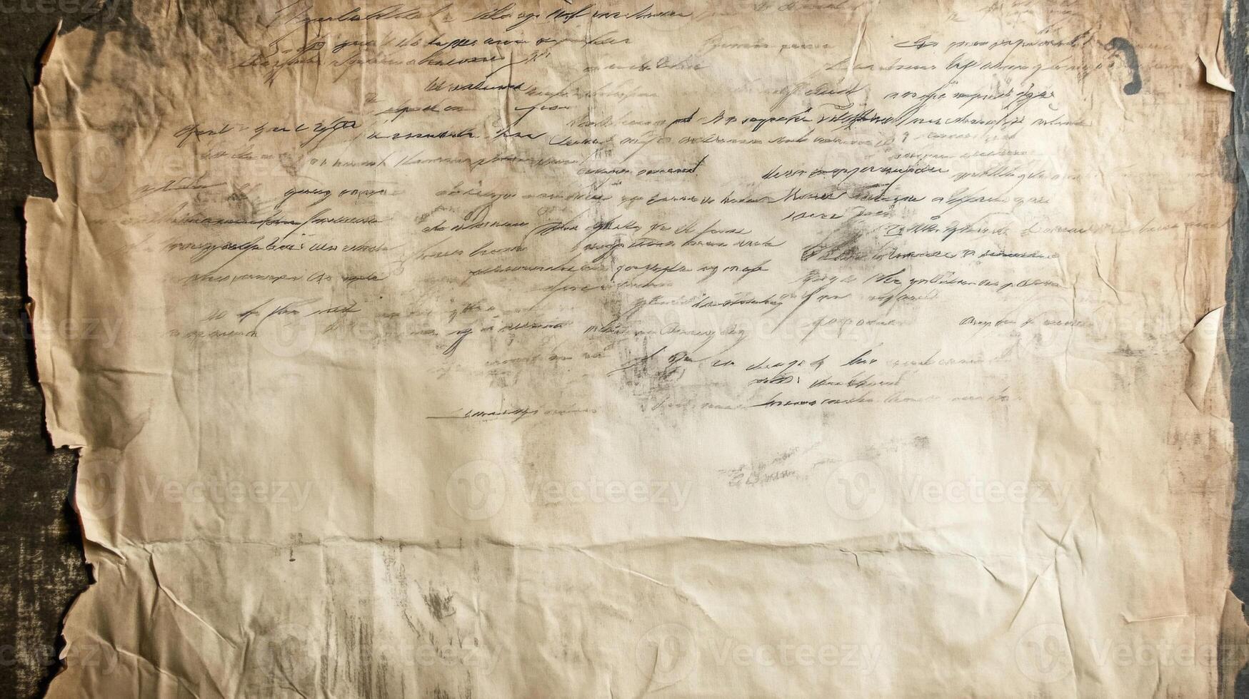 A Close-Up of a Folded and Worn Old Document with Handwritten Text photo