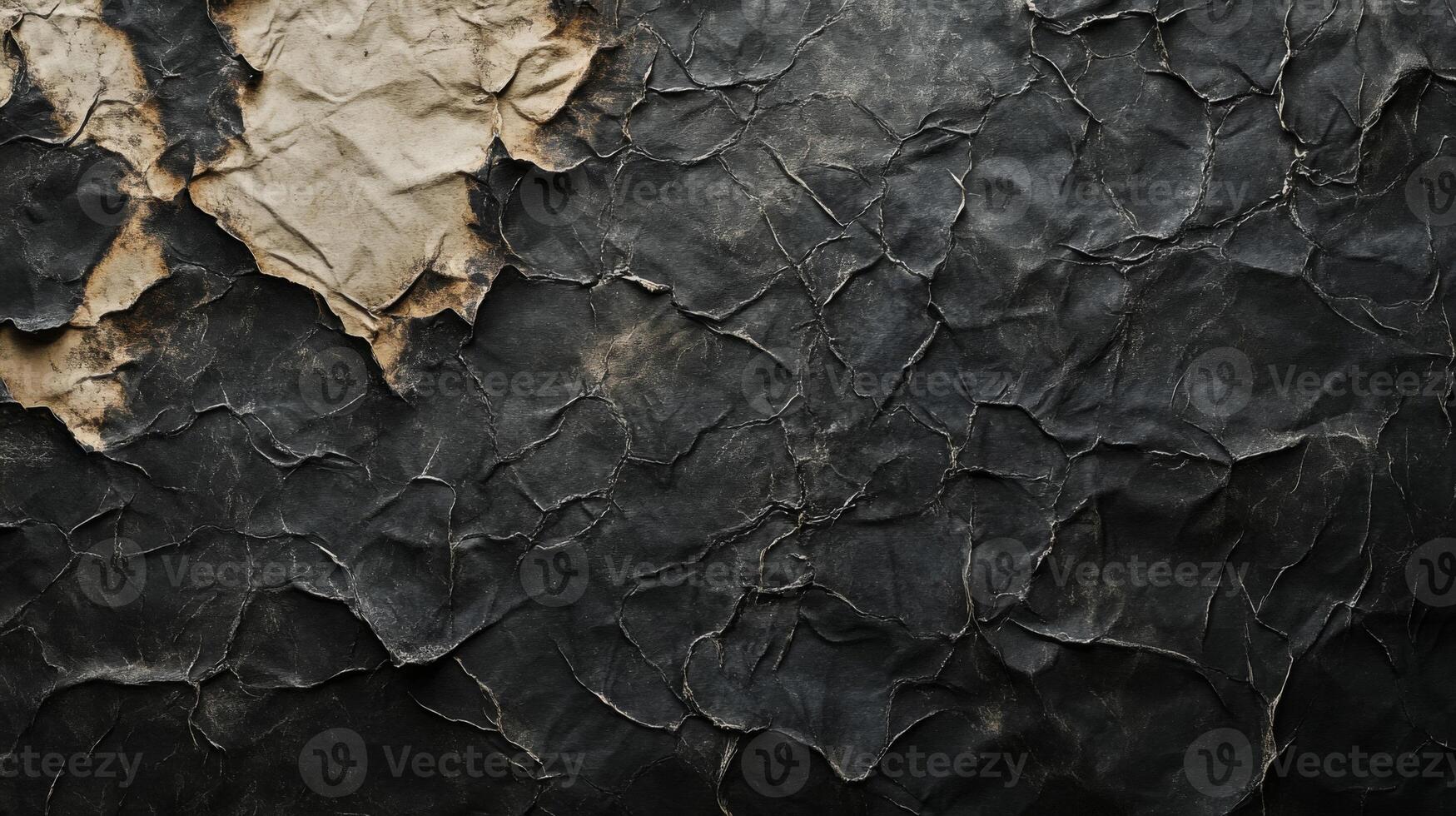 Close-up of Black and Tan Crumpled Paper with Visible Texture photo