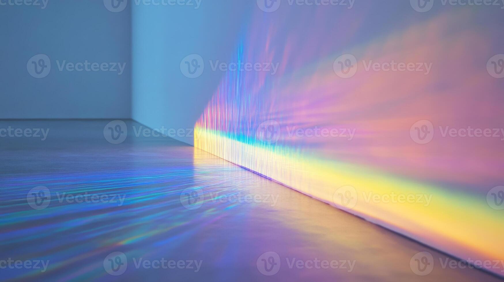 A Wall Reflecting a Holographic Rainbow Light Projection photo
