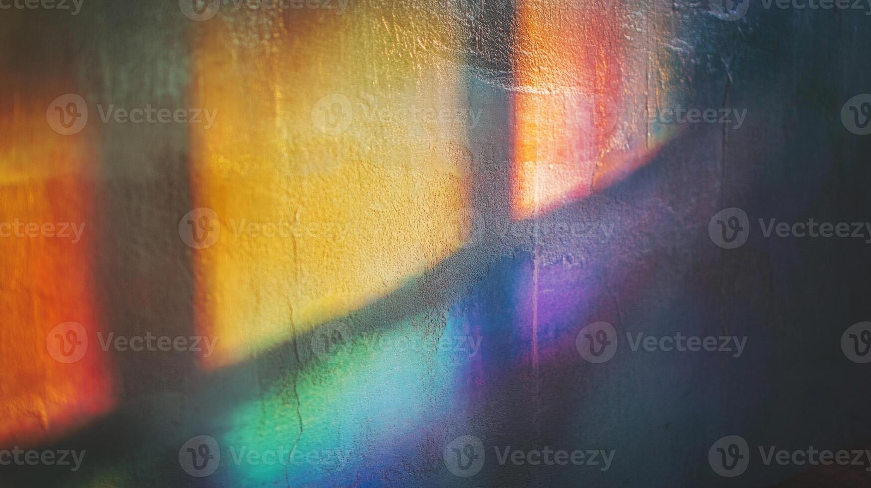 Abstract Colorful Light Reflections on a Textured Wall photo