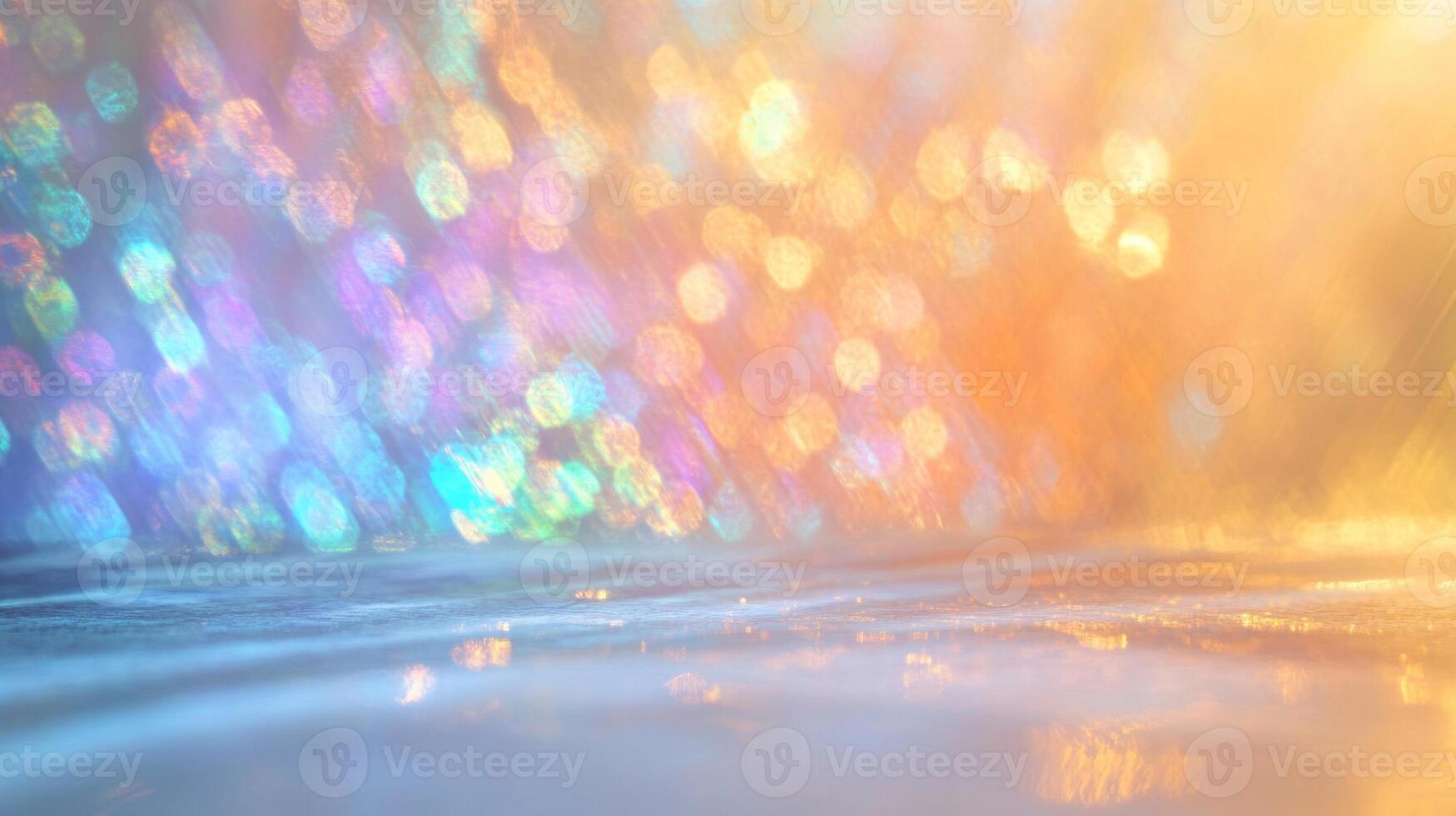 Abstract Background with Iridescent Bokeh and a Reflective Surface photo