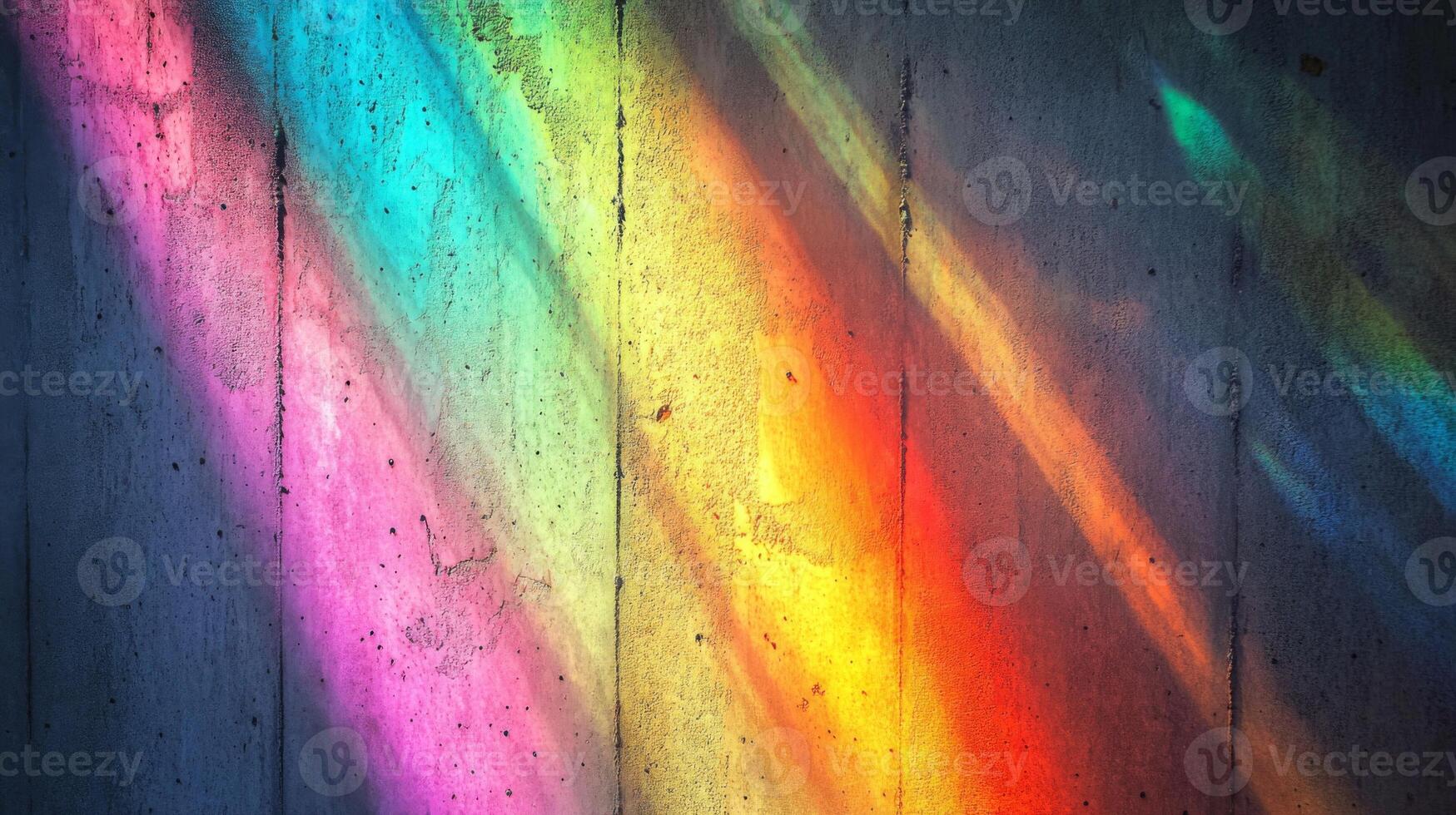Rainbow Light Streaks on a Concrete Wall photo
