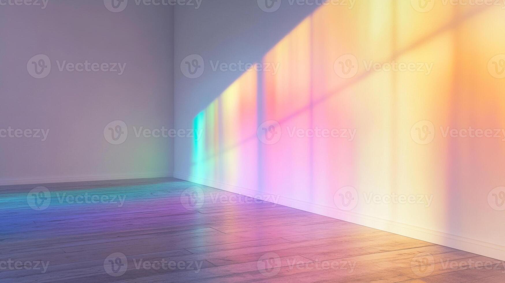Pastel Rainbow Light Reflecting on a Room Corner photo