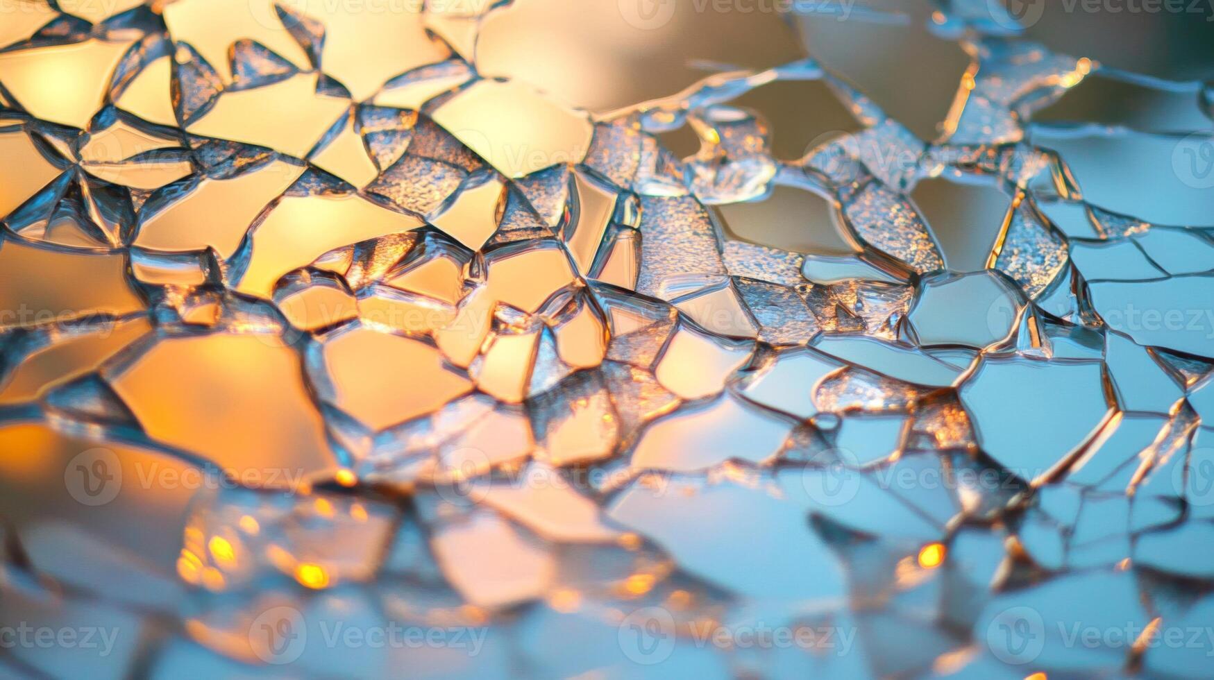 A Shattered Mirror Reflecting Warm Light photo