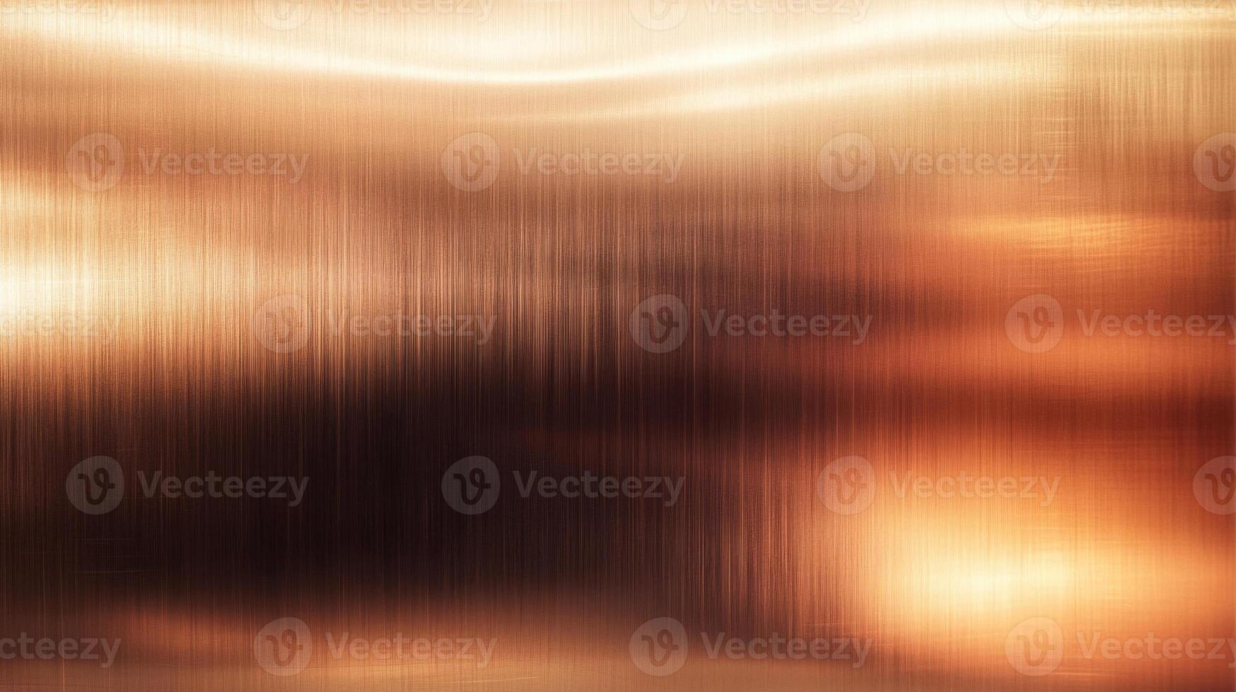 Brushed Copper Metal Surface with Horizontal Lines and Light Reflections photo