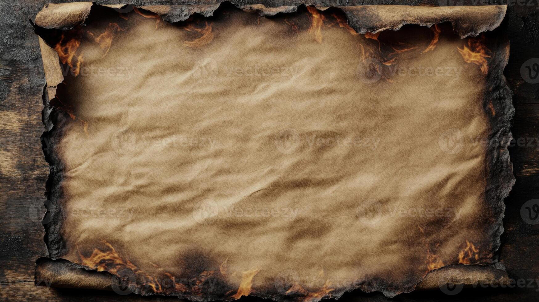Burnt Edges of a Rolled Parchment Paper photo