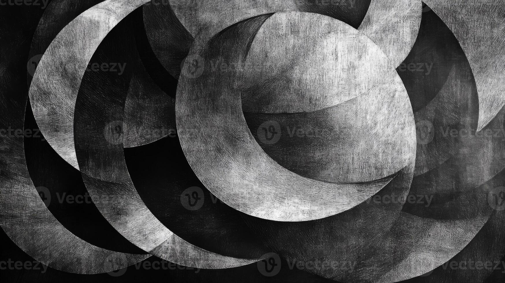 Abstract Black and White Intersecting Circular Shapes photo