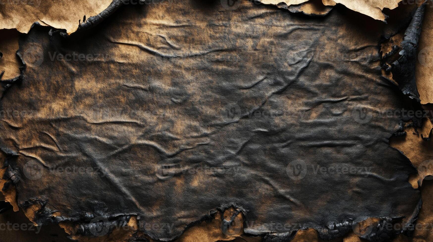 Burned and Crumpled Paper with Charred Edges photo