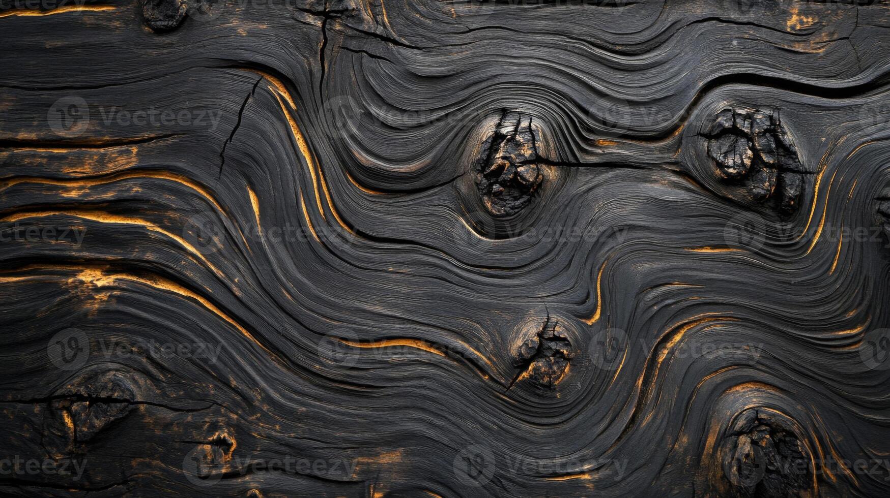 Burned Wood with Intricate Grain Patterns and Knots photo