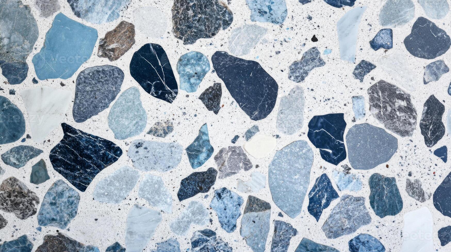 Close-up of a Terrazzo Surface with Blue and Gray Stone Inclusions photo