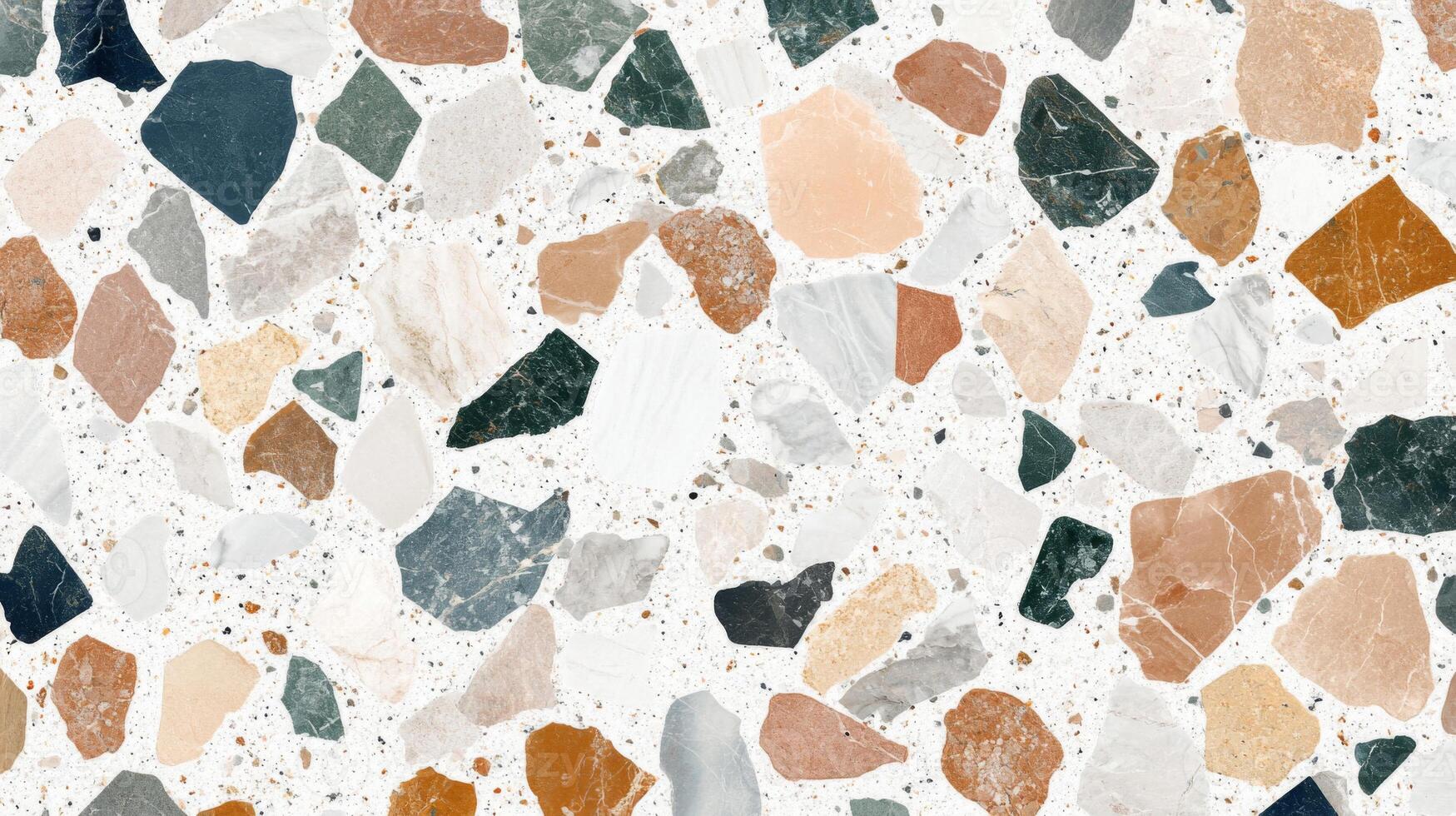 Abstract Terrazzo Tile Pattern with Irregularly Shaped Chips photo