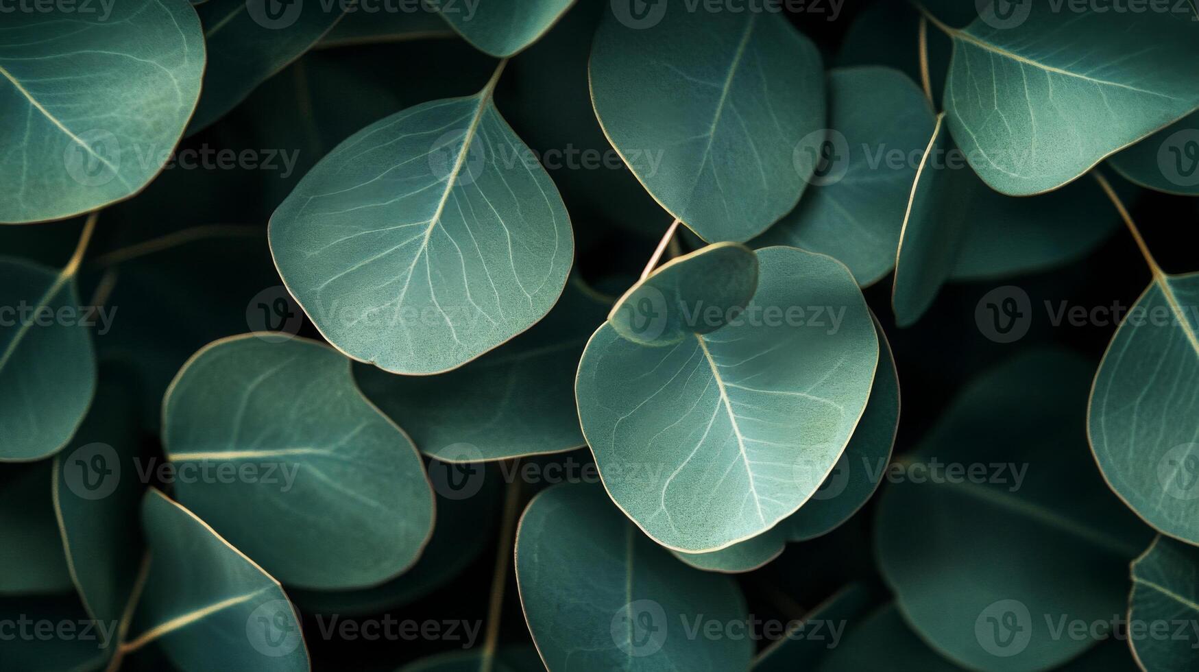 A Close-Up of Green Eucalyptus Leaves with Detailed Veining photo