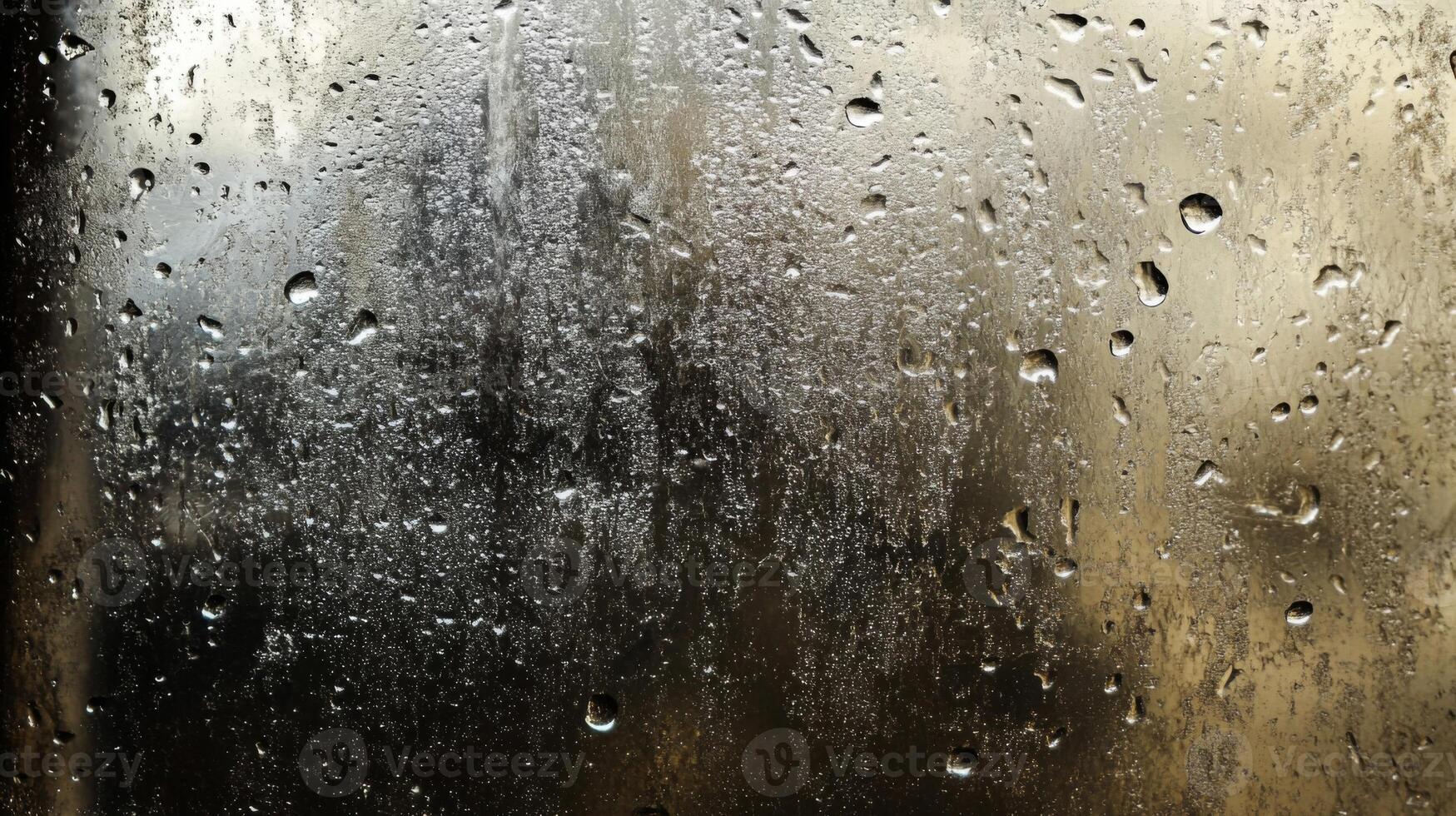 Raindrops on a Windowpane with a Dark and Moody Background photo