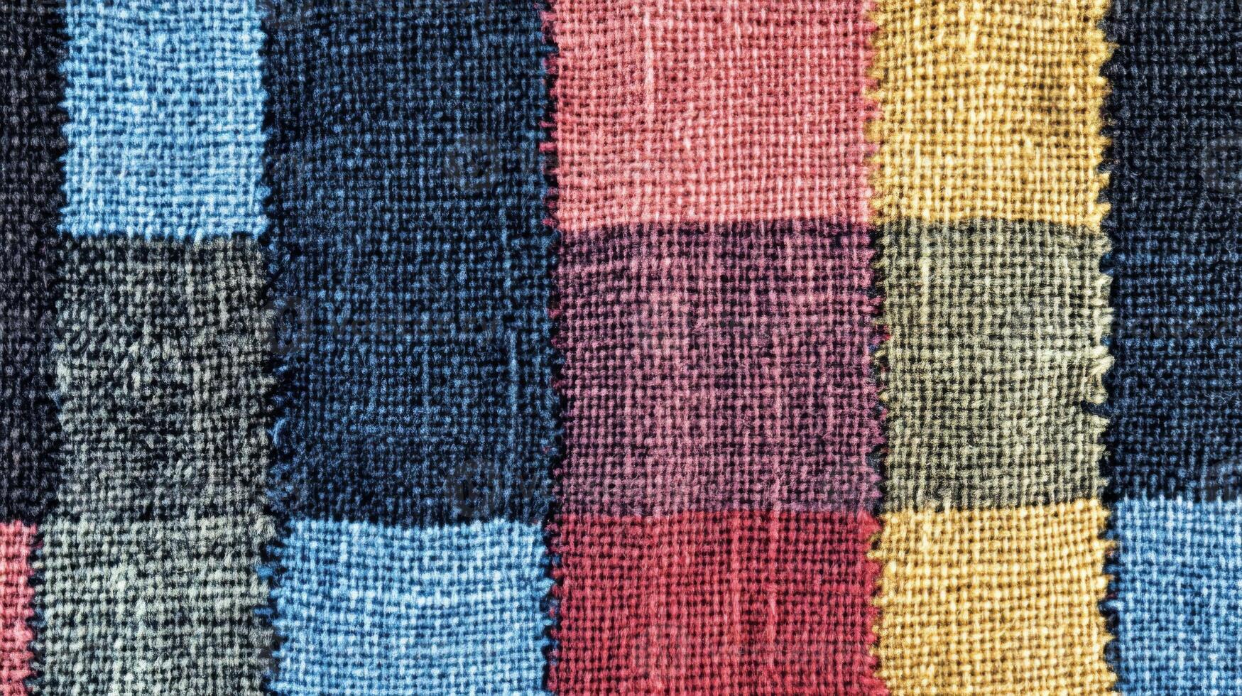 Multicolored Woven Fabric Patchwork with Textured Surface photo