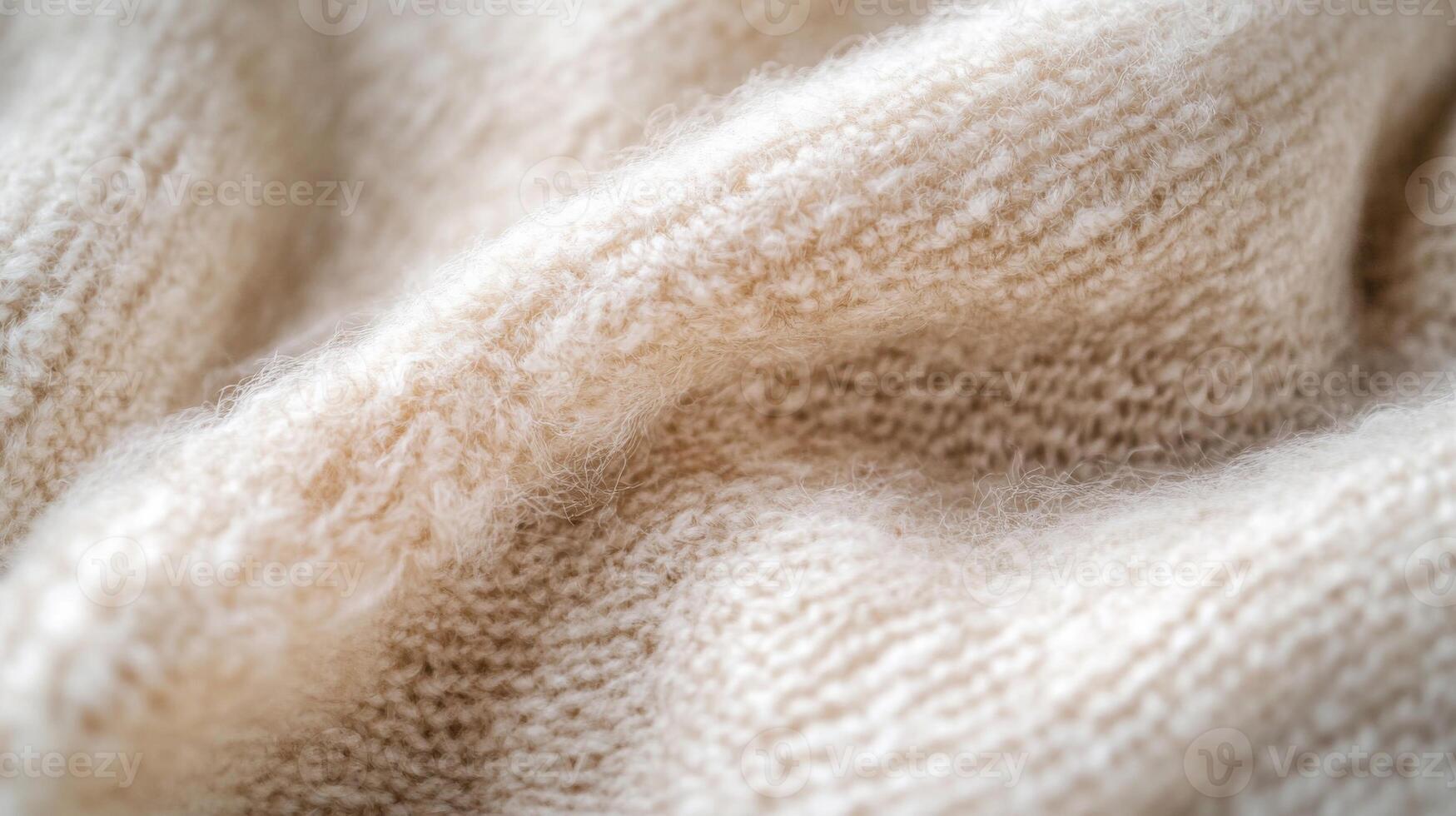 Close-up of Cream-Colored Knit Fabric with Soft Texture photo