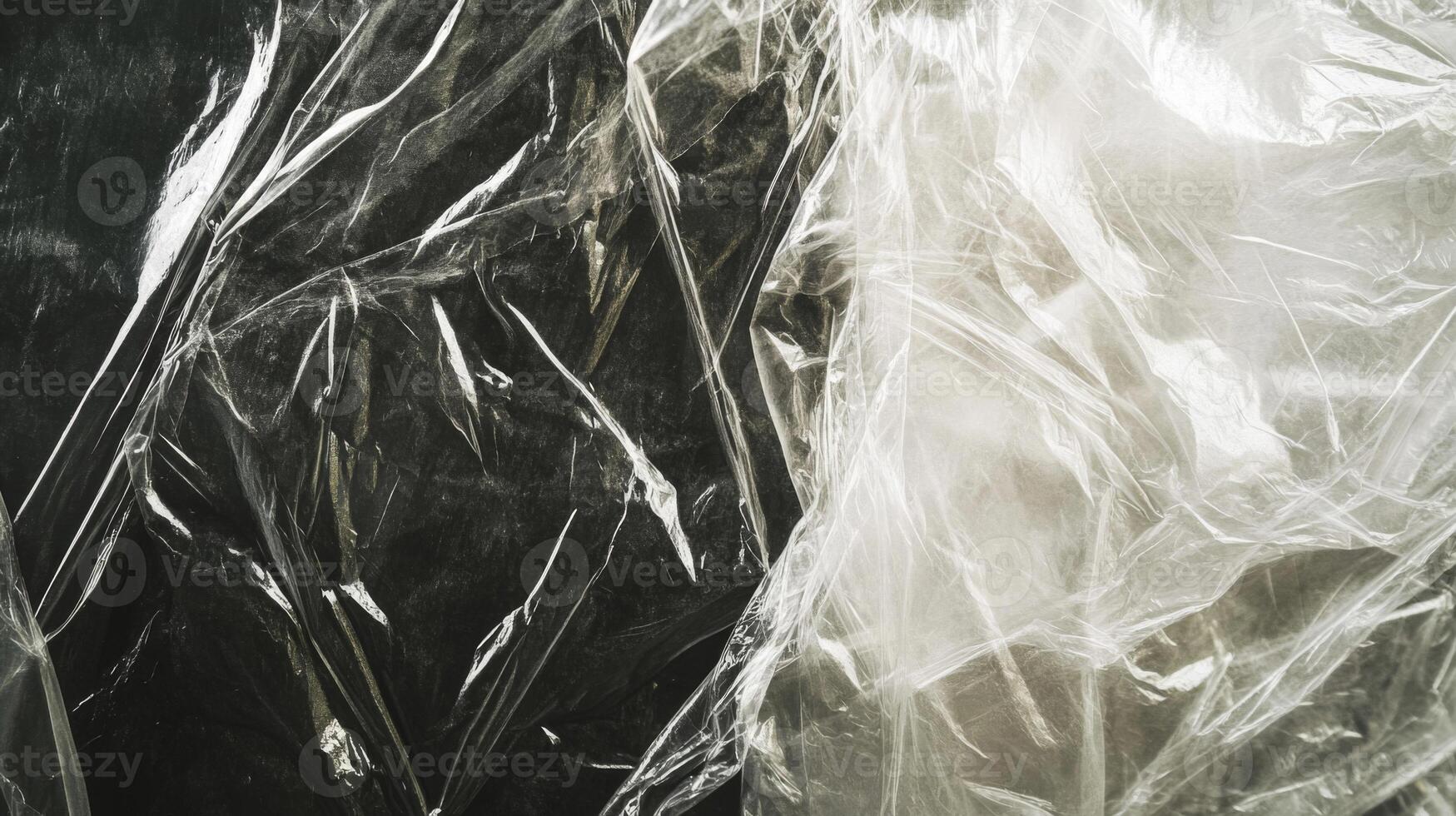 Wrinkled Plastic Sheeting on Dark Background photo