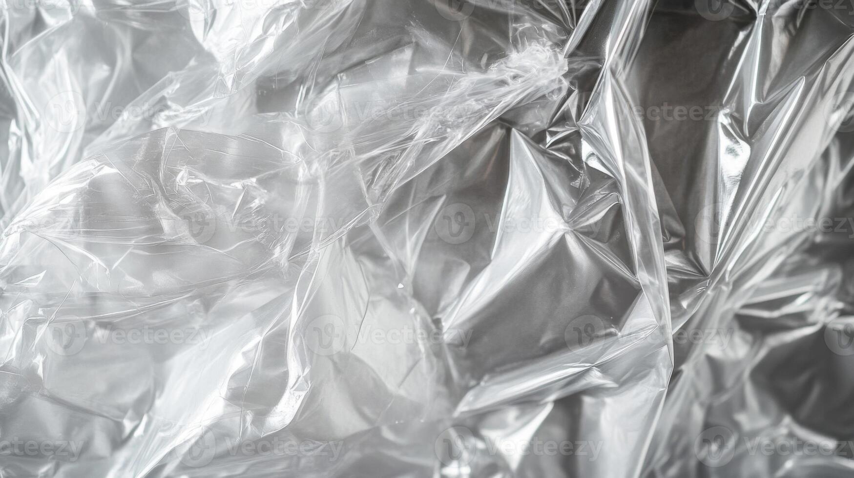 Abstract Texture of Crinkled Transparent Plastic Wrap photo
