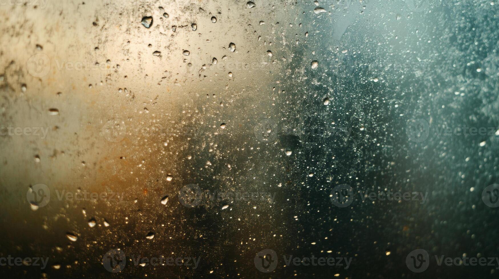 Raindrops on a Window with a Blurry Background photo