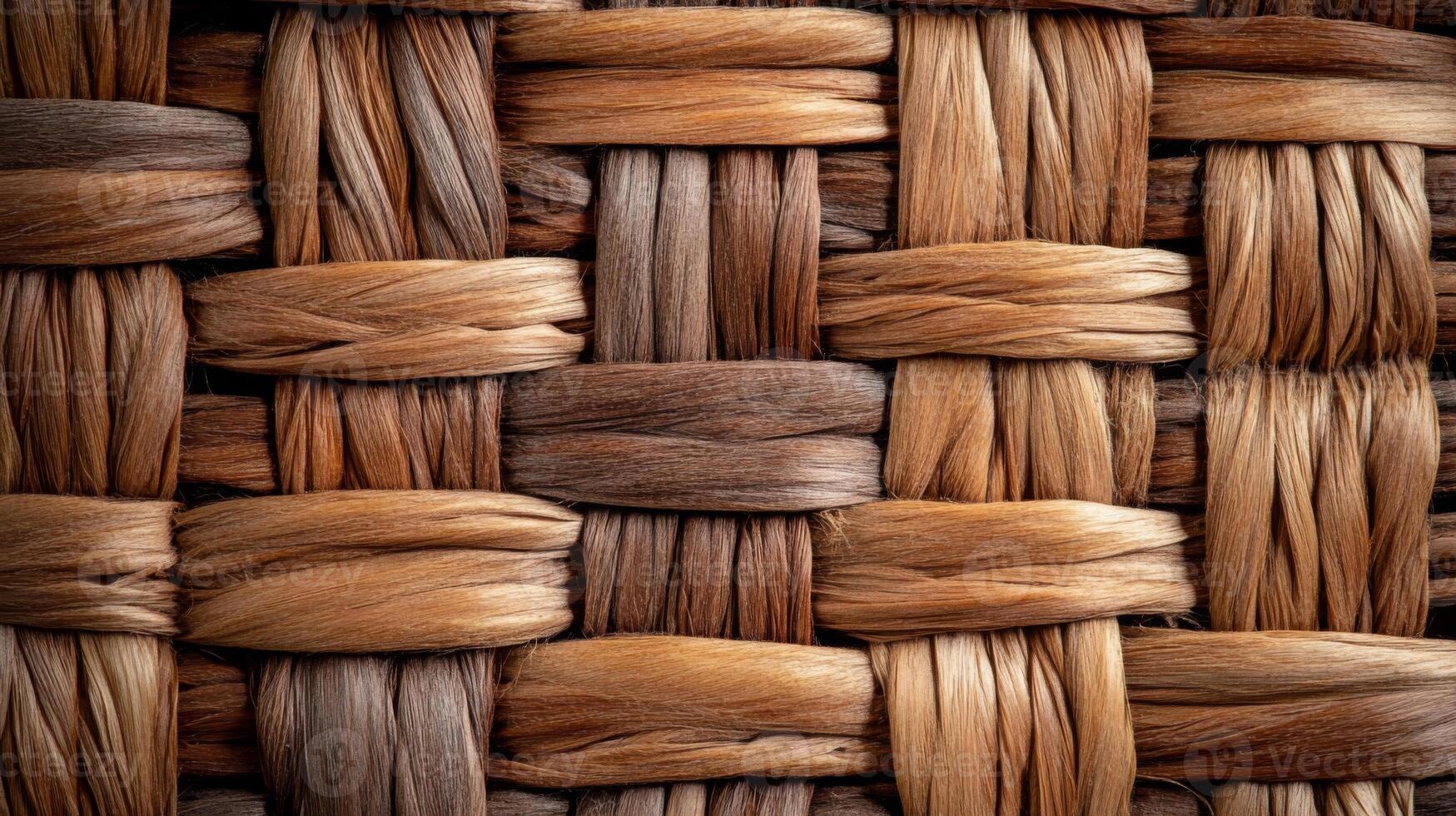 Close-up of Intertwined Brown Wicker Weave photo