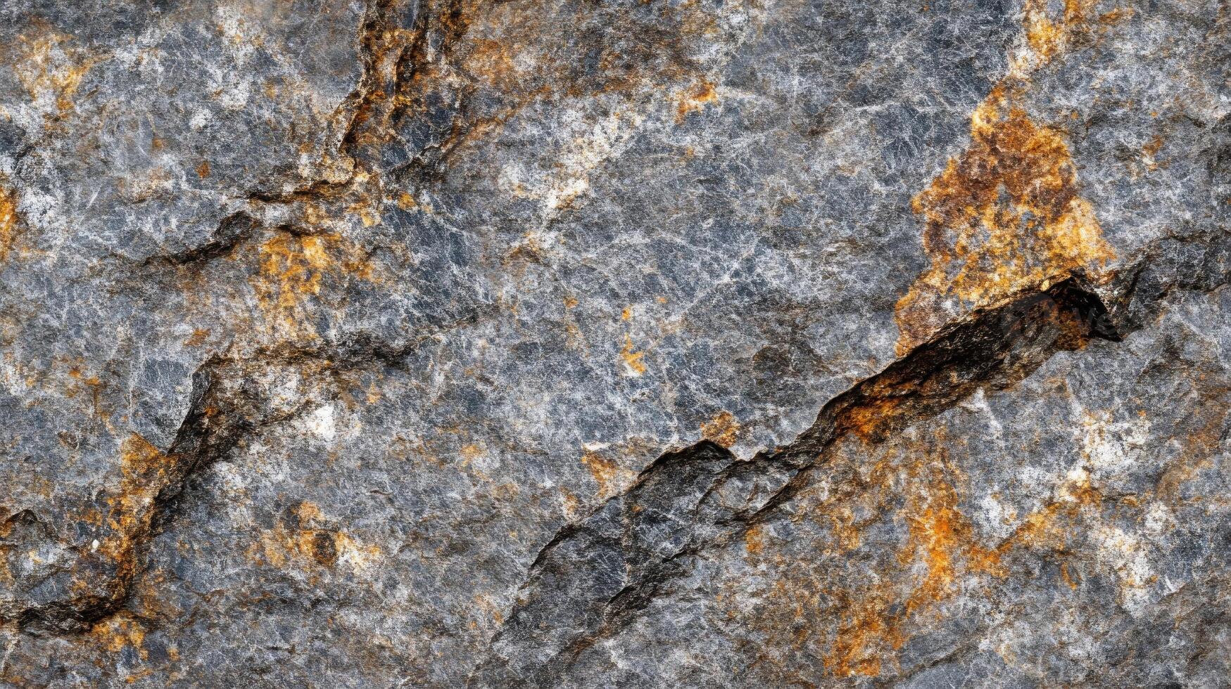 Rough, Gray Rock with Orange Veins and Cracks photo
