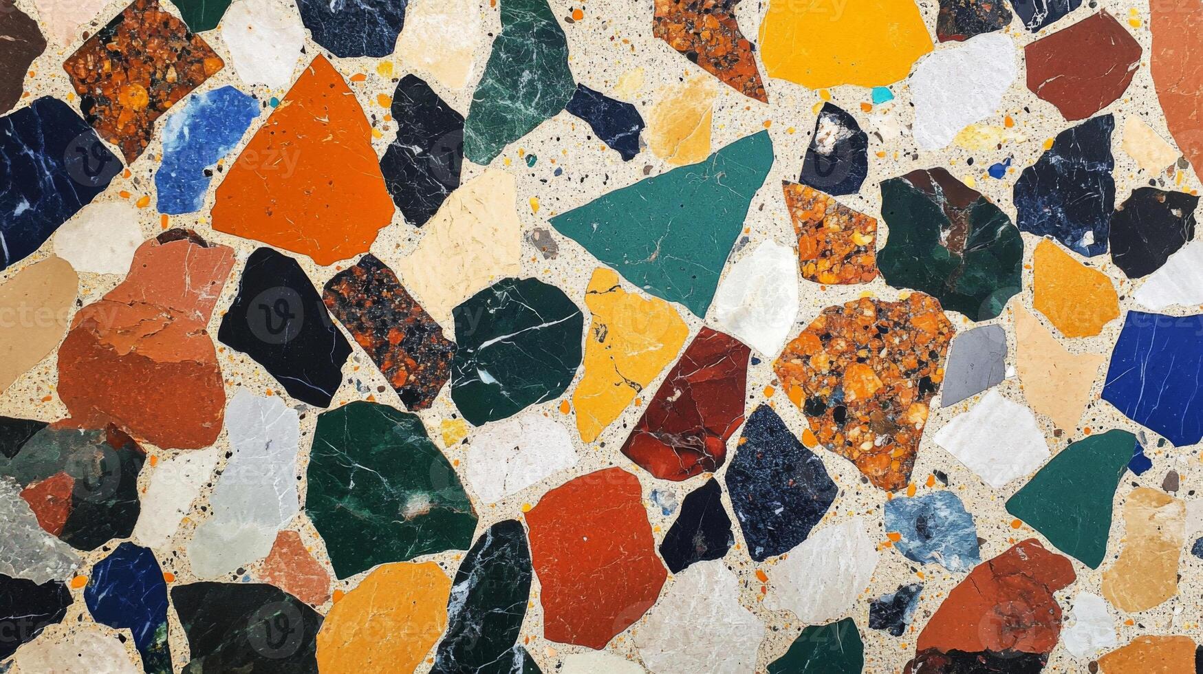 Abstract Pattern of Multicolored Stone Chips in Concrete photo