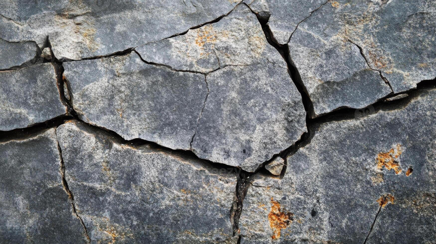 Gray Cracked Rock with Rust Stains photo