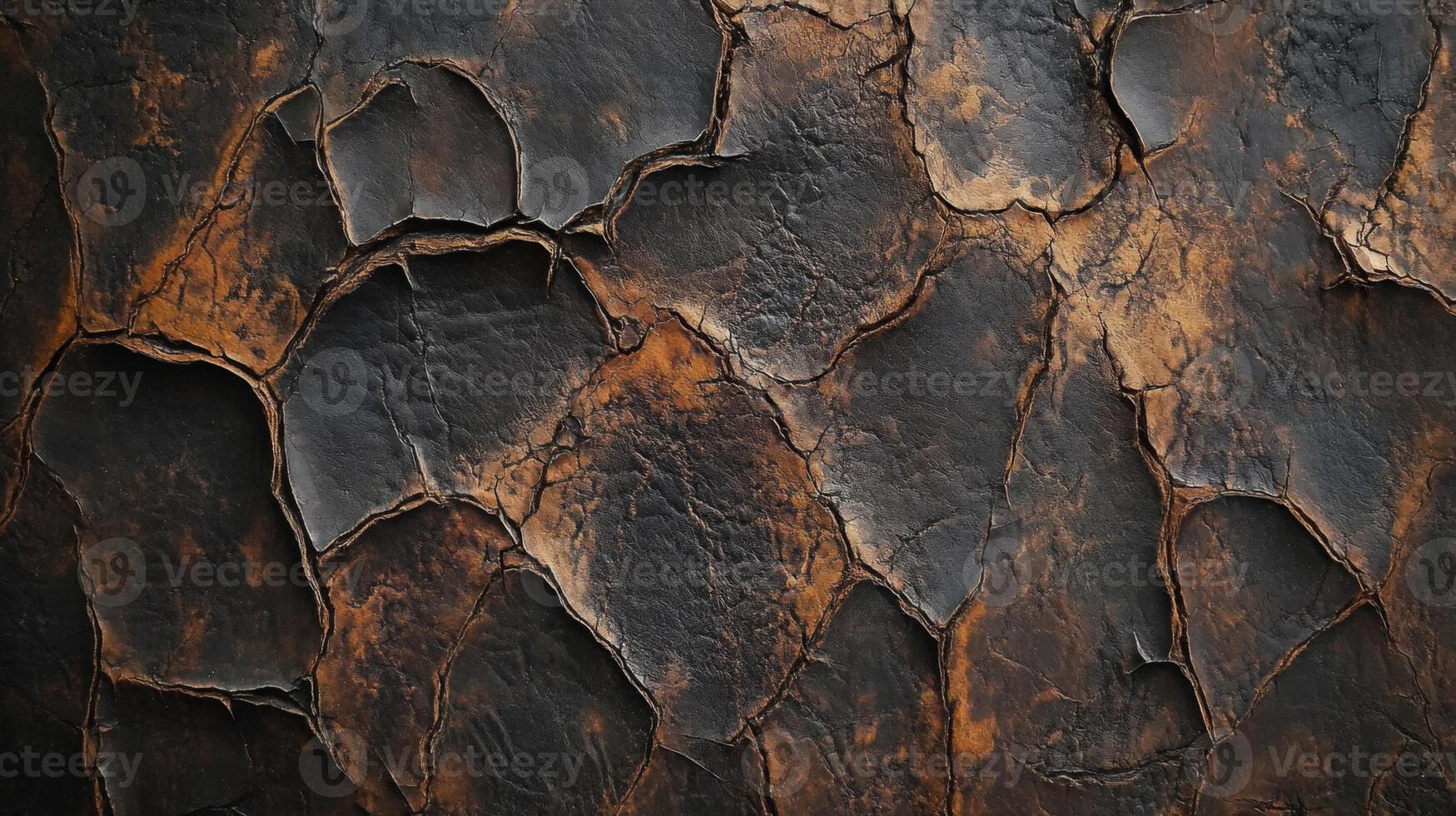 Close-up Texture of Cracked and Weathered Brown and Black Surface photo