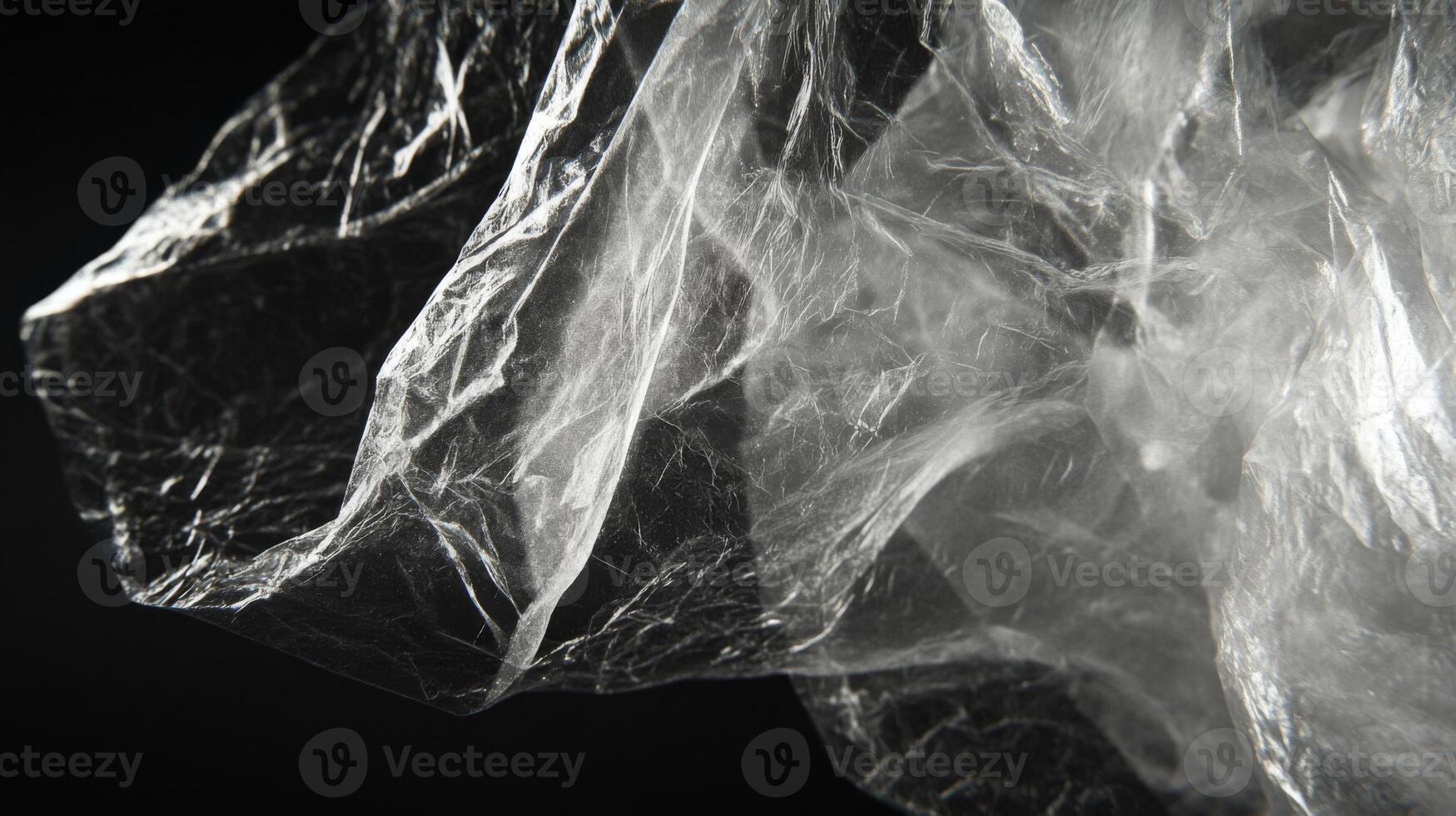 Crinkled Plastic Sheet with Detailed Texture photo