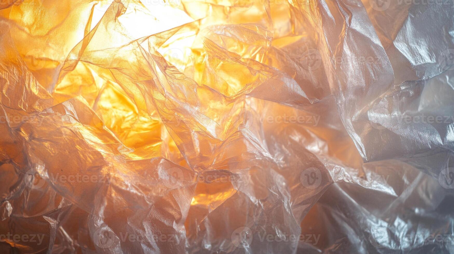 Crinkled Plastic Sheet Illuminated by Warm Light photo