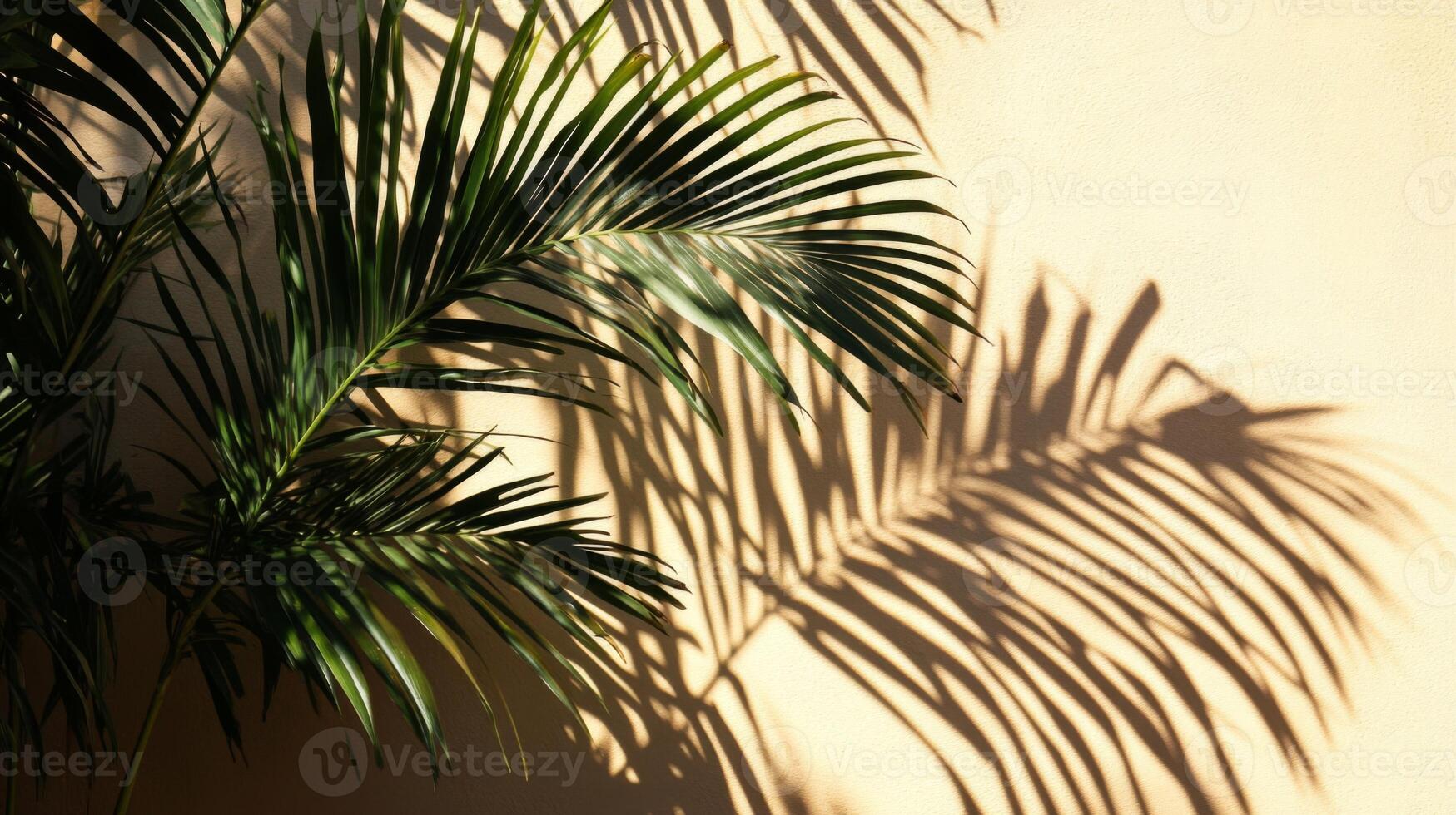 Palm Fronds Casting a Shadow on a Wall photo