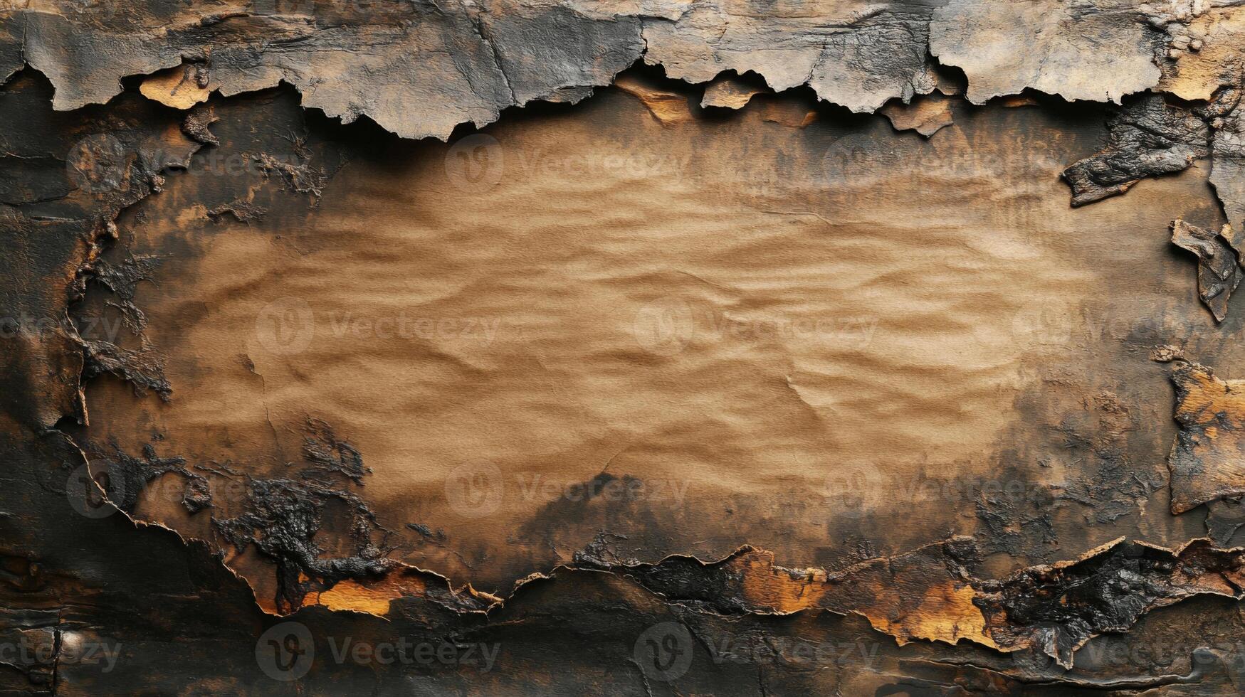 Burned Paper Edges with Crumpled Brown Center photo