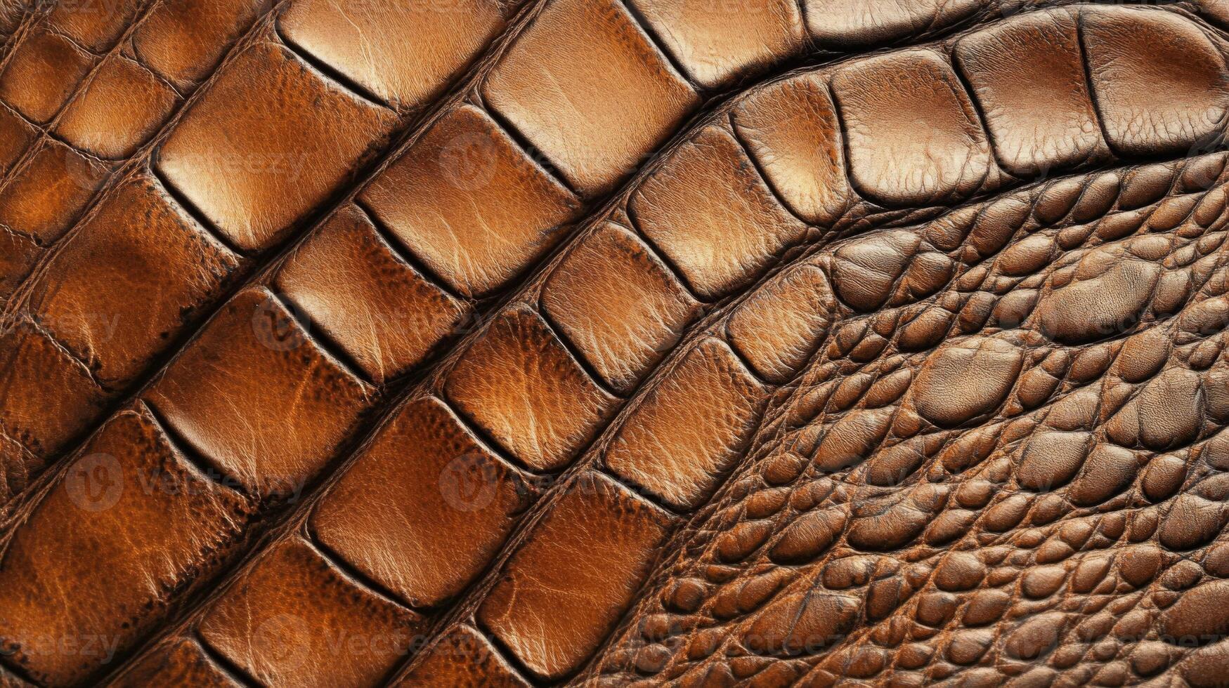 Close-up Texture of Brown Leather with Alligator and Snake Skin Patterns photo