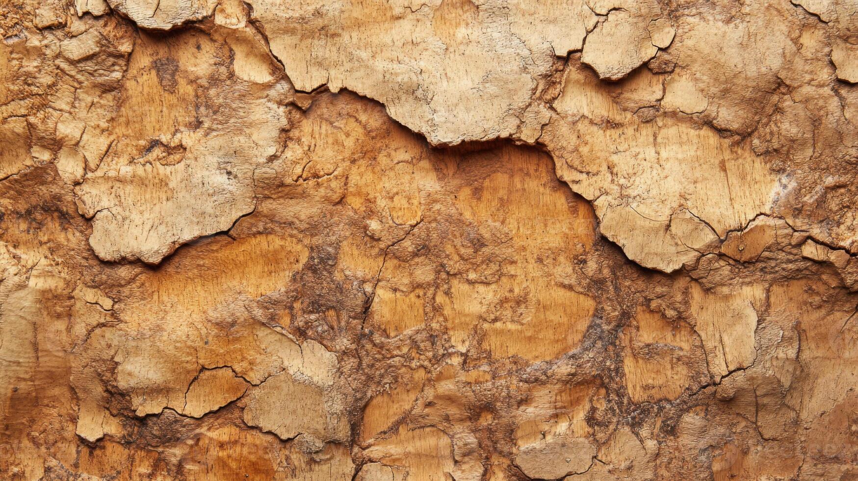 Close-up of Cracked and Peeling Bark on a Tree Trunk photo