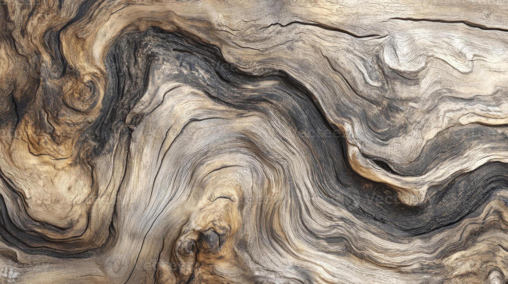 Closeup of Swirling Wood Grain Patterns in an Old Tree Trunk photo